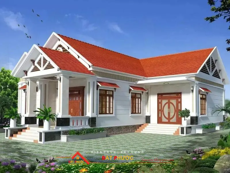 Nhà mái Thái với thiết kế cửa gỗ sang trọng
