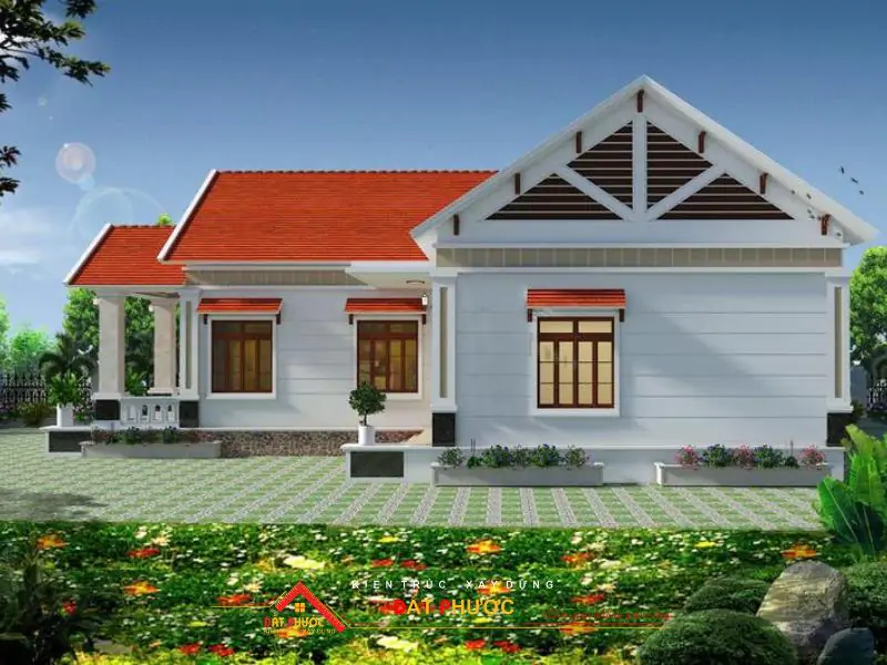 Thiết kế nhà chữ L mái Thái nông thôn đẹp