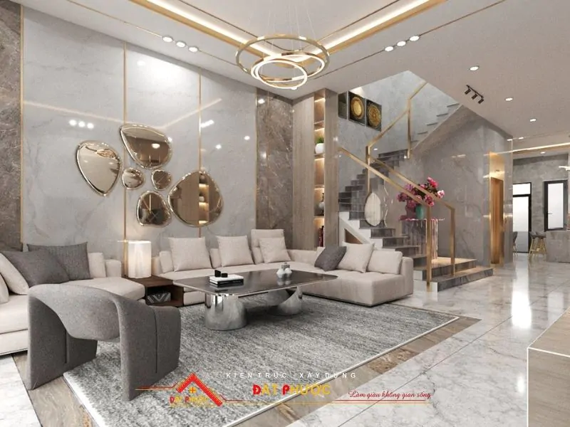 Thiết kế nội thất phòng khách nhà ở Bình Dương sang trọng