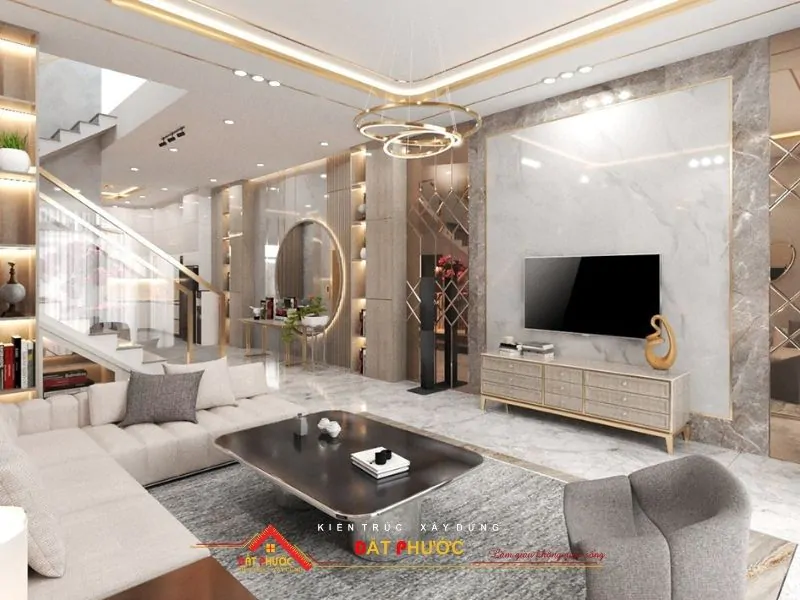 Đèn là yếu tố rất được chú trọng trong thiết kế nội thất nhà phố này