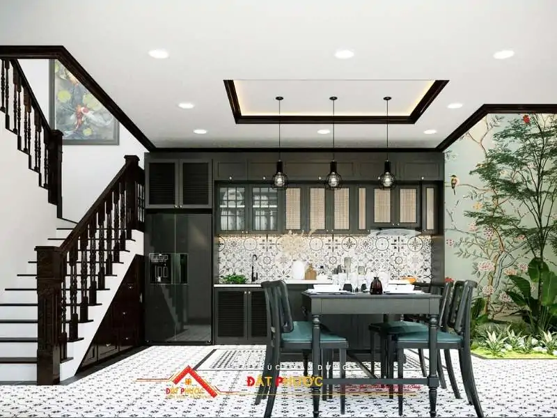 Thiết kế nội thất nhà ở Bình Dương cho phòng bếp mang phong cách Indochine