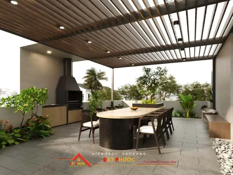 Sân thượng nhà phố 3 tầng view "triệu đô" ở Bình Dương