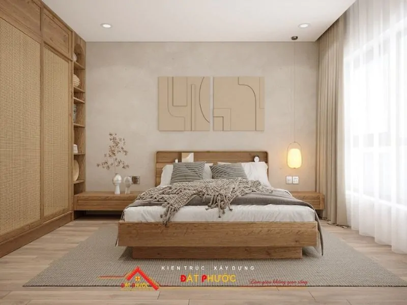 Thiết kế nội thất phòng ngủ phong cách Wabi Sabi tạo sự dễ dịu và thanh thoát
