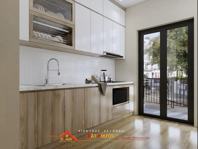 Thiết kế khu vực bếp đầy đủ tiện nghi với nội thất thông minh