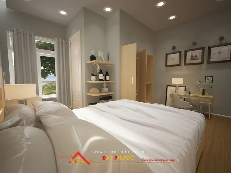 Thiết kế nội thất nhà ở Bình Dương 2 tầng cho phòng ngủ tiện nghi và tối ưu diện tích