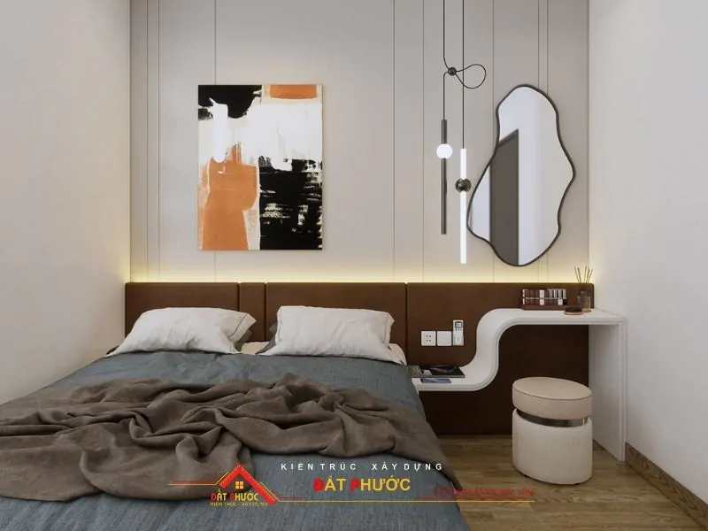 Thiết kế nội thất phòng ngủ nhà phố Bình Dương ấn tượng với gam màu lạnh