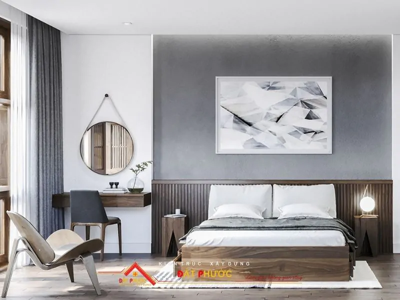 Nội thất phòng ngủ nhà phố phong cách Hiện đại thanh lịch và gọn gàng