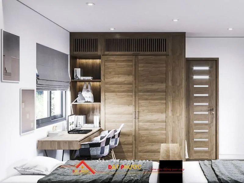 Bố trí bàn học, tủ quần áo và giường có "ý đồ" nhằm gia tăng diện tích phòng ngủ