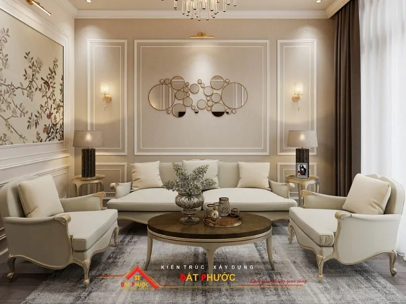 Phòng khách nội thất nhà ở Bình Dương Tân Cổ Điển