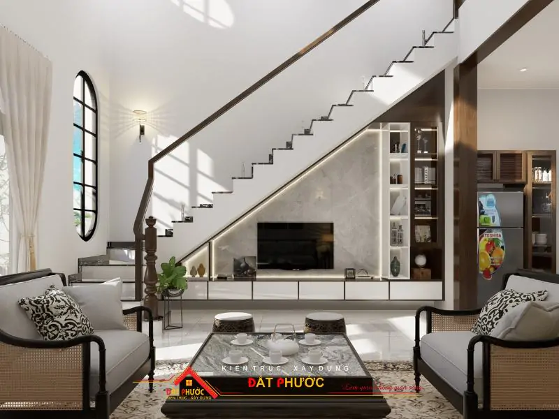 Bố trí tủ rượu dưới cầu thang vừa độc đáo, tối ưu diện tích; vừa hợp phong thủy xây dựng nhà ở
